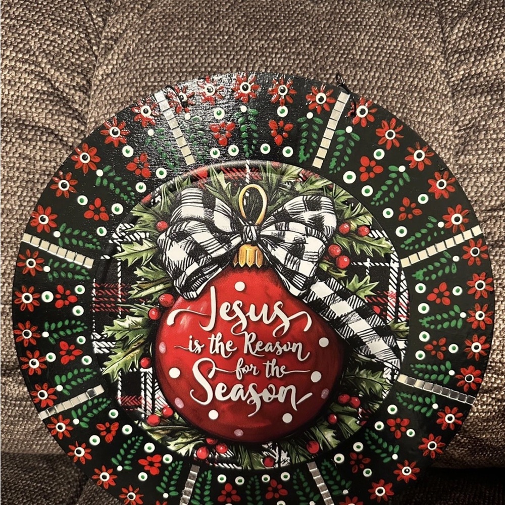 Festive Holiday Wall Art with Red Ornament Design